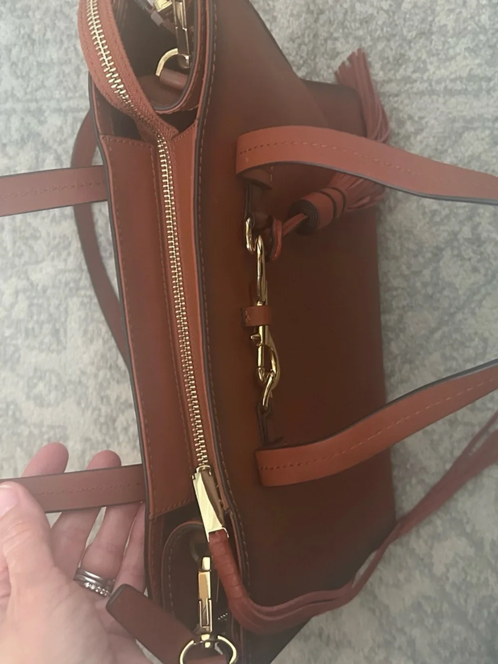 Rebecca Minkoff Florence Cognac Leather Tote with Tassel - Picture 12 of 12